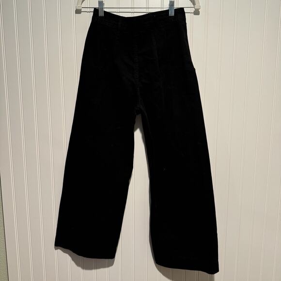 Free People Black Cropped High Waisted Wide Leg Pants Size 26 - Picture 5 of 6